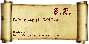 Bánhegyi Réka névjegykártya